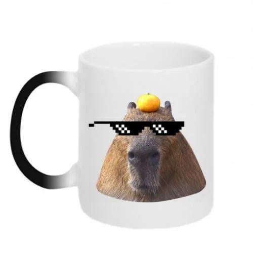 Чашка керамическая хамелеон Capybara cool 320 мл Черно-белый (12767749-17-181785)