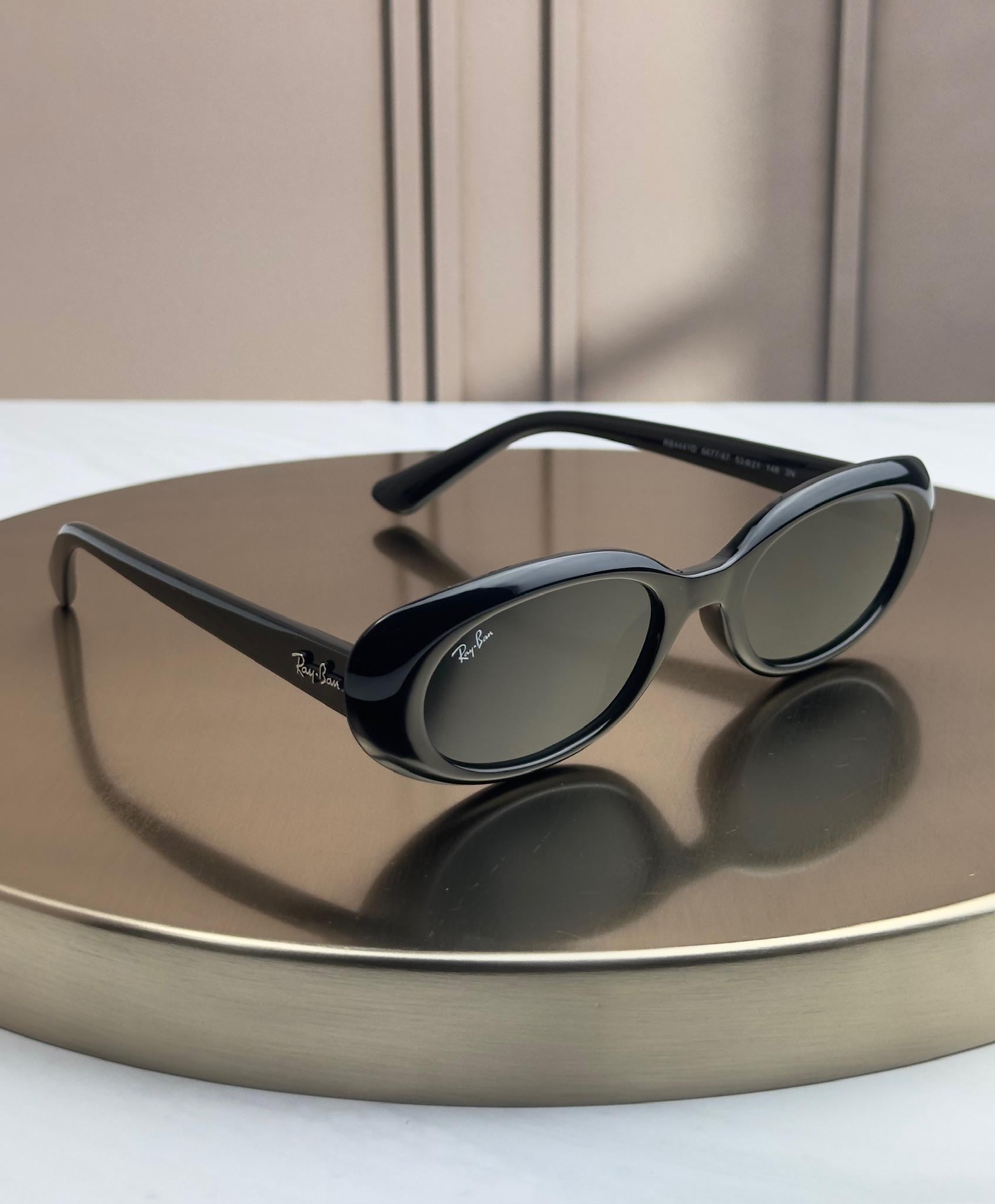 Сонцезахисні окуляри RAY-BAN RB4441D глянцеві блакитна лінза овальні жіночі Чорний