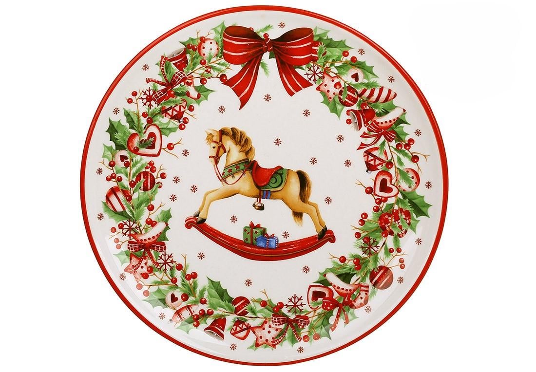 Тарілка новорічна BonaDi Конячка кераміка 20 см (DM817-X)