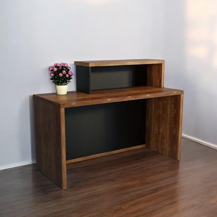 Стойка администратора прямая ТОБІ ШО Ресепшн/4 правосторонняя с подсветкой 1400х600х1050 мм Файервуд/Черный (29030923) - фото 4