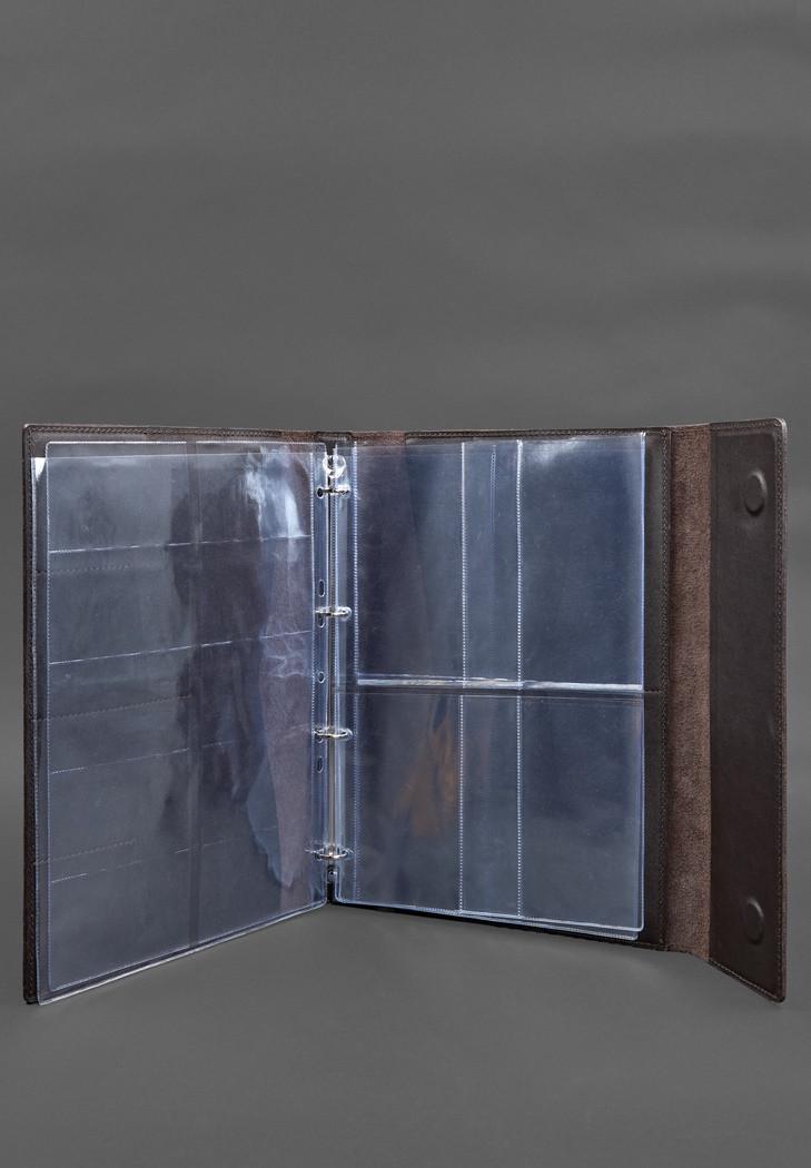 Шкіряна папка для документів сімейна на сегрегаторі з файлами А4 Темно-коричневий (A-028607) - фото 4 Шкіряна папка для документів сімейна на сегрегаторі з файлами А4 Темно-коричневий (A-028607) - фото 4