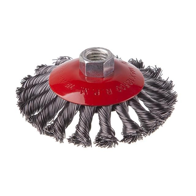 Щітка конусна Intertool 100 мм для КШМ М14 пучки крученого дроту (BT-4100)