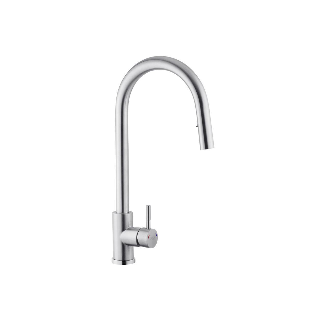 Смеситель для кухни Kroner KRP Edelstahl Klassisch ESG03915 с выдвижным изливом Сатин (CV032281)