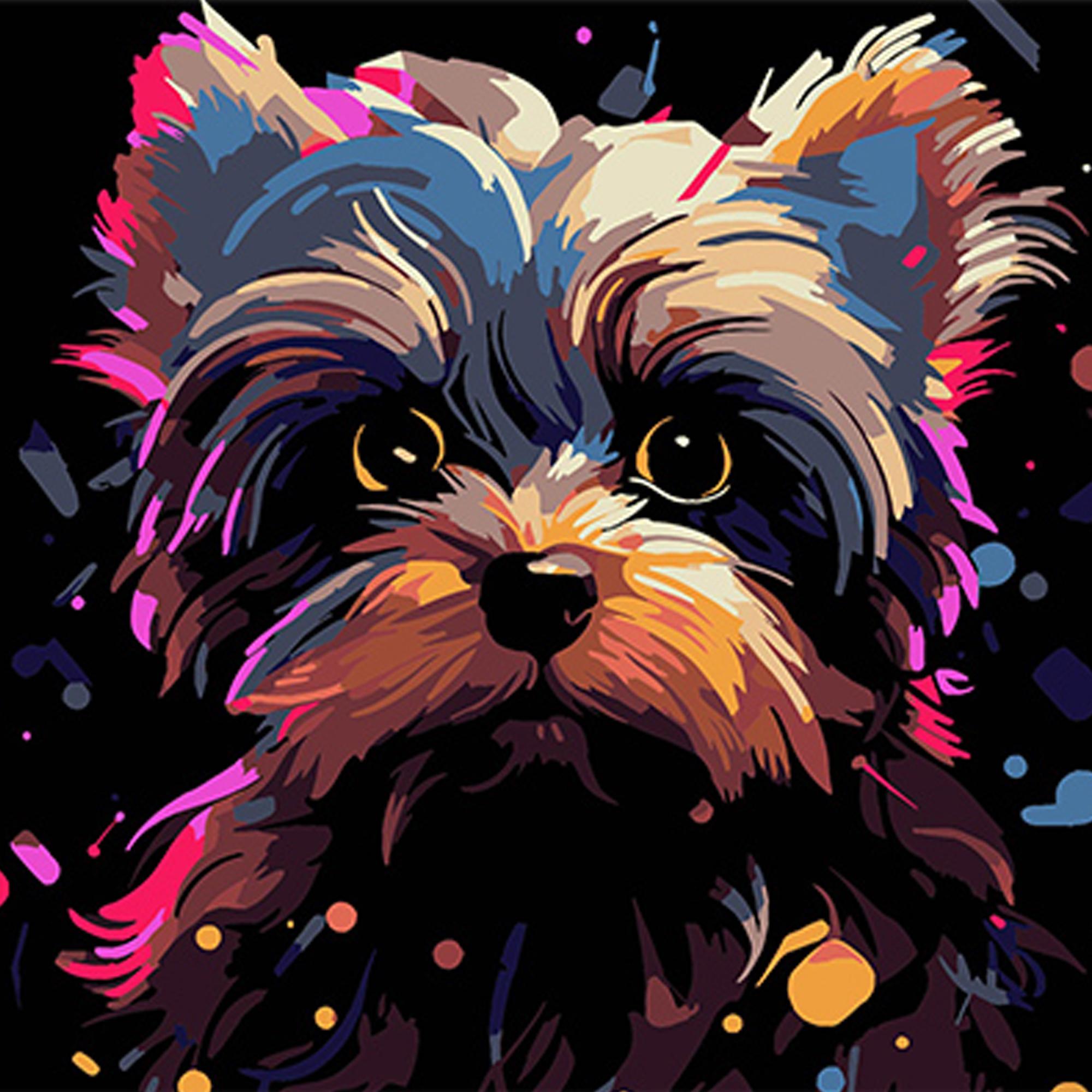 Картина по номерам Strateg Премиум Йорк цветовая экспрессия на черном фоне 30x30 см (SH3030-23)