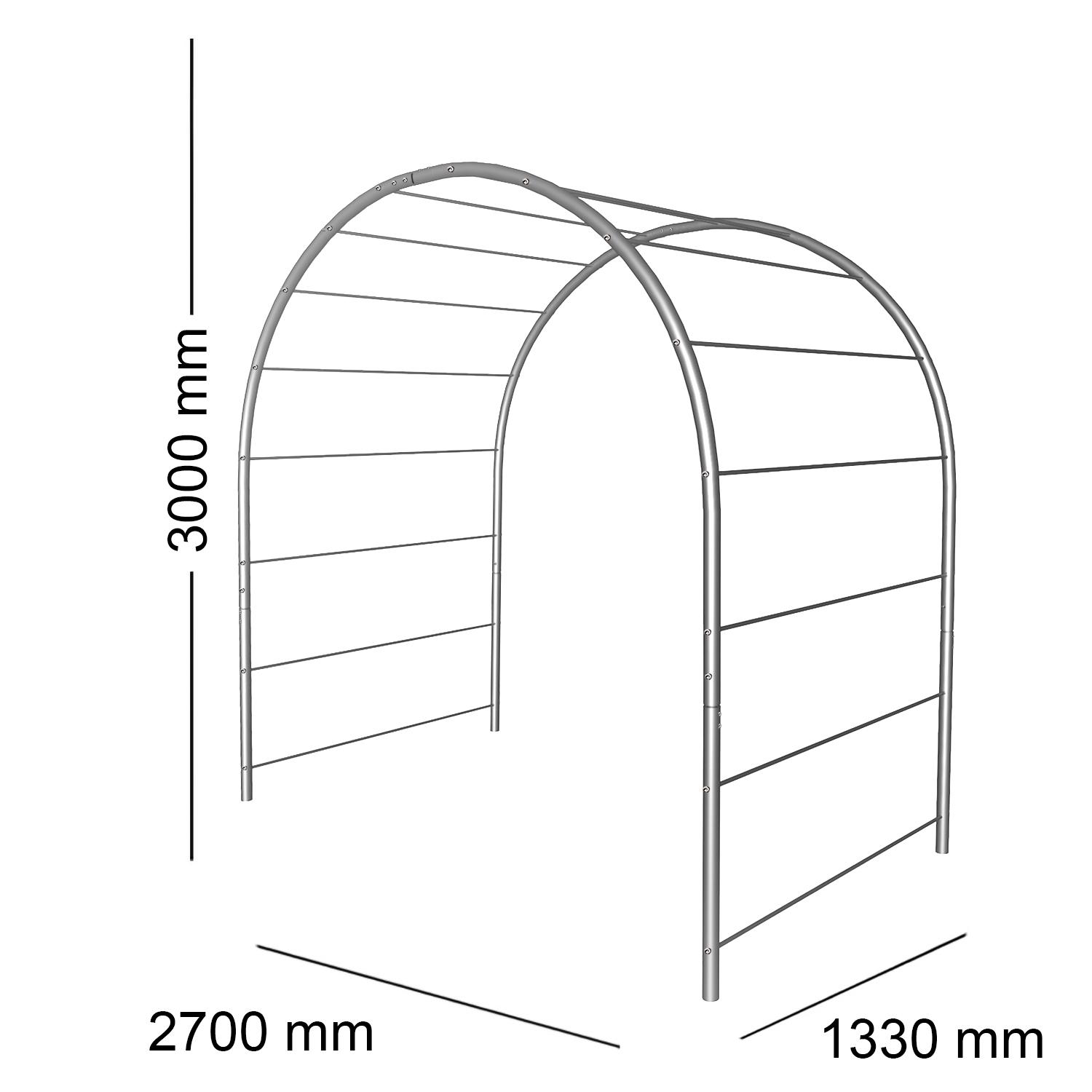 Опора для растений арка садовая 3000х2700х1330 мм d 28 мм/d 12 мм (АС-D28/D12-3000*2700*1330) - фото 2