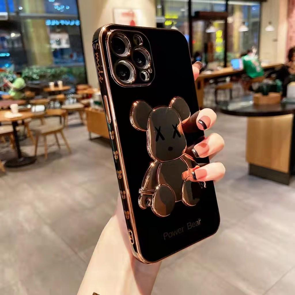 Чехол для iPhone XS Max 3D Bearbrick Kaws Power Bear Черный
