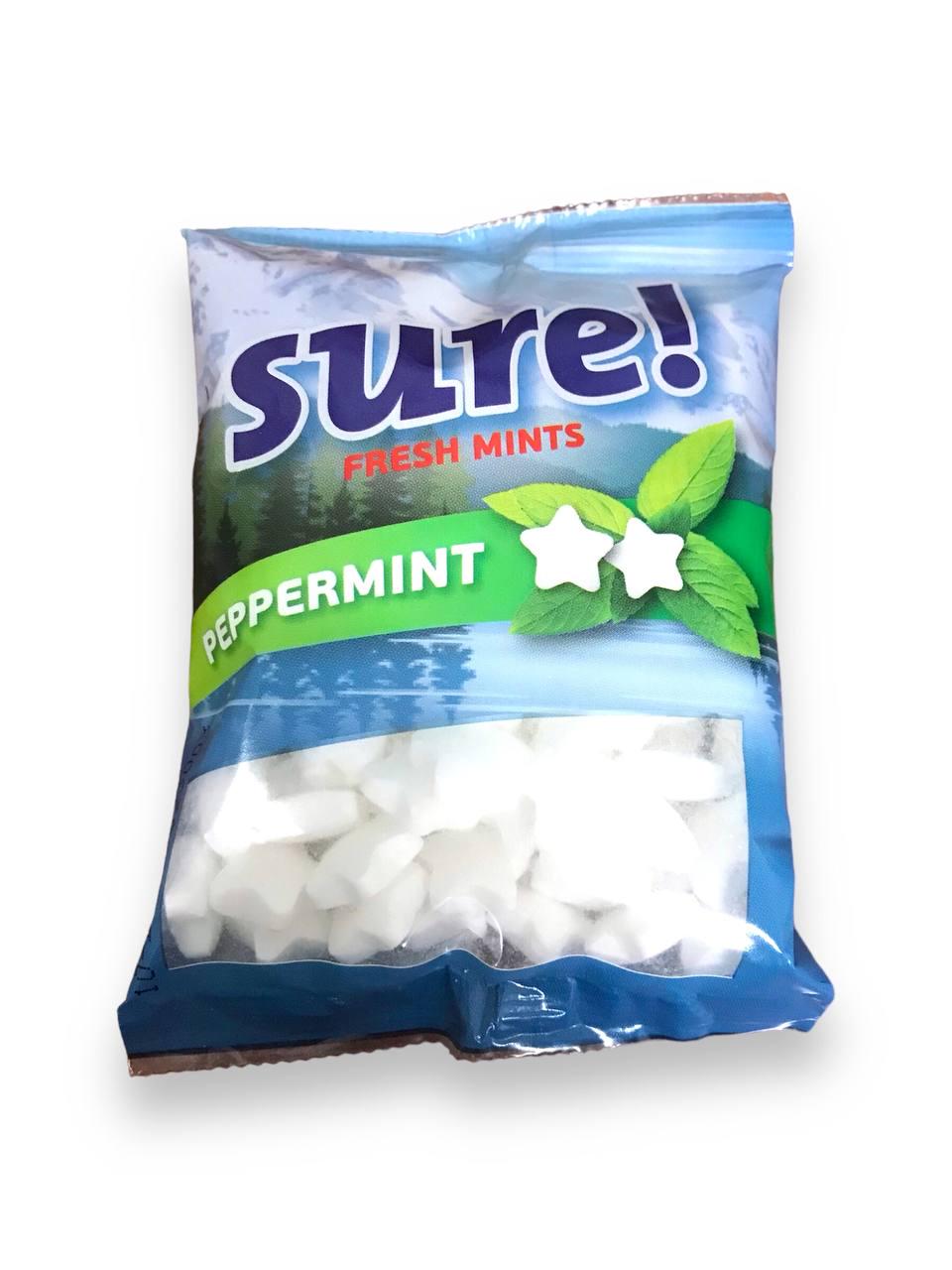 Леденцы освежающие Sure Fresh mints Перцовая мята 80 г (14553107)