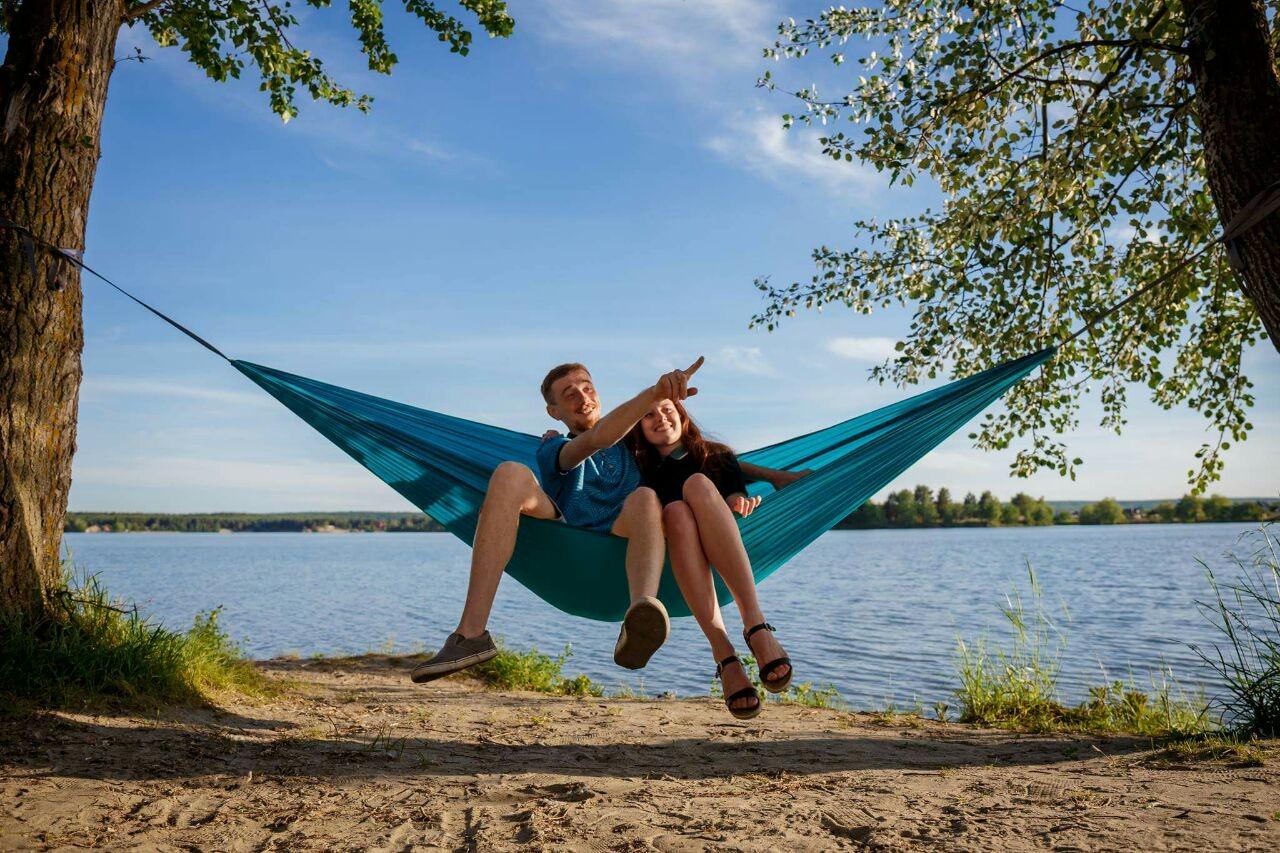 Гамак подвесной двухместный/туристический Air с чехлом и креплениями 300х140 на 200 кг Темно-синий - фото 3 Гамак подвесной двухместный/туристический Air с чехлом и креплениями 300х140 на 200 кг Темно-синий - фото 3