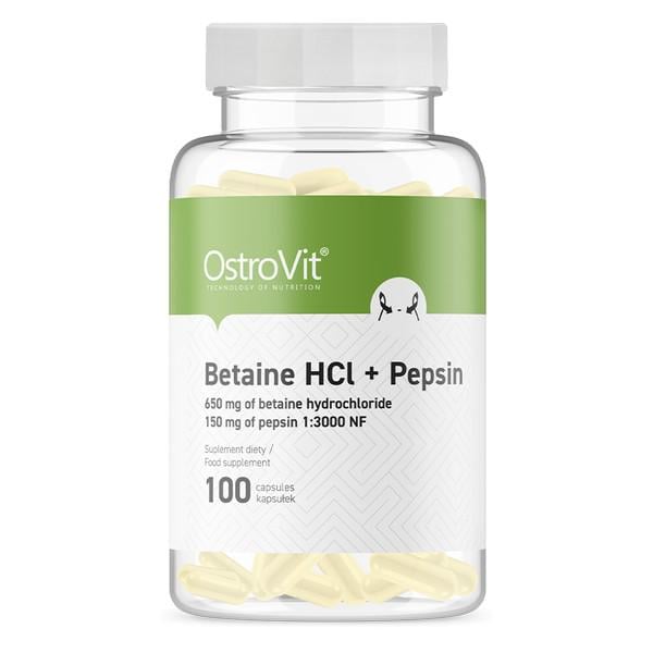 Натуральная добавка OstroVit Betaine HCl + Pepsin 100 капсул