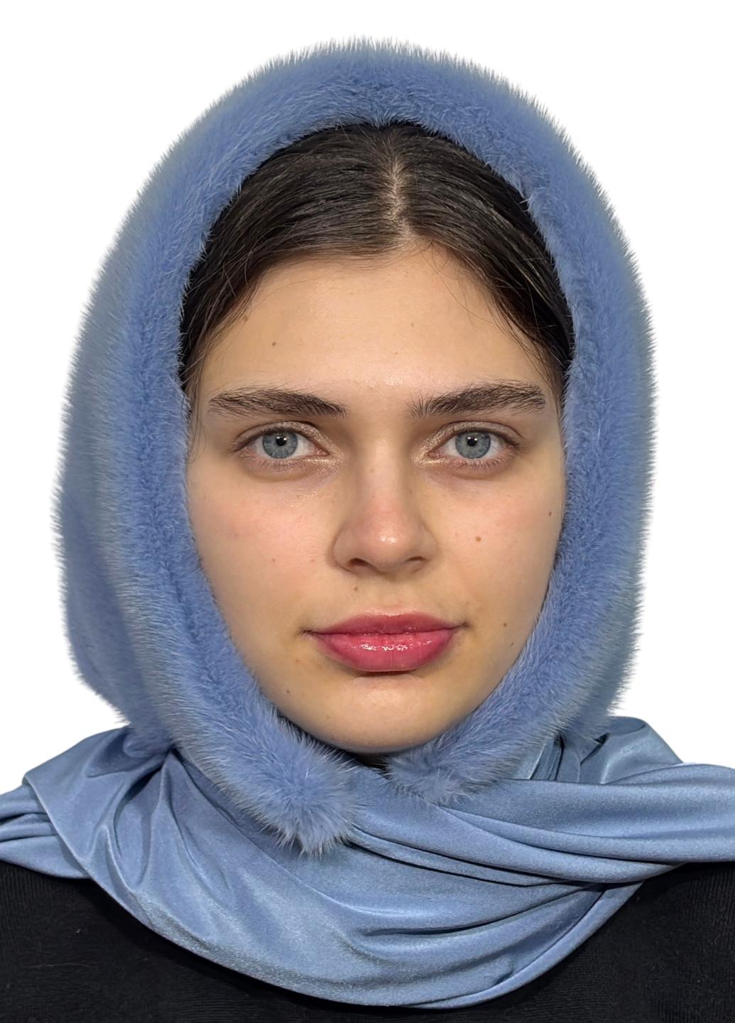 Платок женский из меха норки Меховой стиль Паук Ярко-голубой One size (001/R)