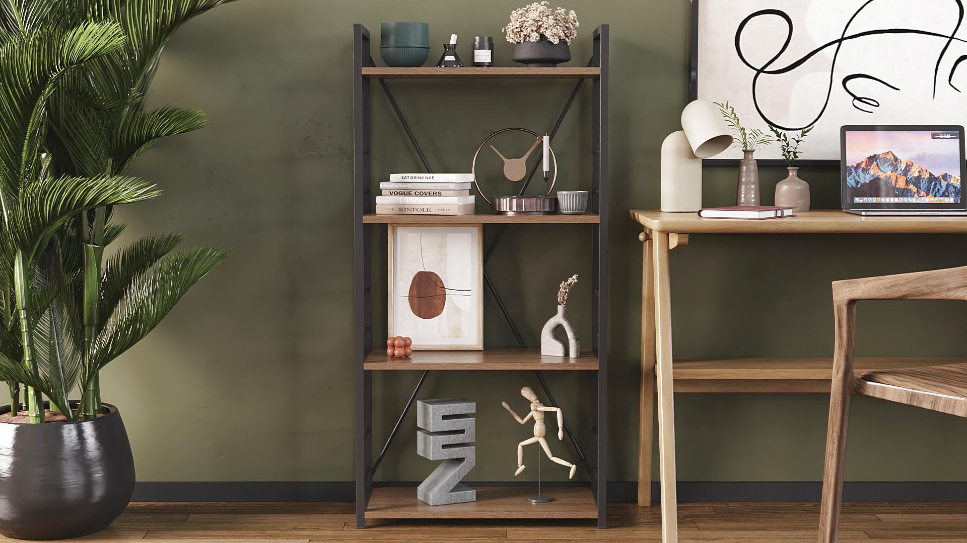 Этажерка Ferrum-decor Коннект 4/60 ДСП 16 мм 120x60x28 см Черный/Дуб Сонома Трюфель (FRD-104240)