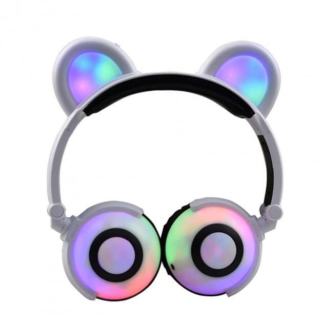 Наушники LINX Bear Ear Headphone Медвежьи ушки LED подсветки 350 mAh Белый (SUN1860)