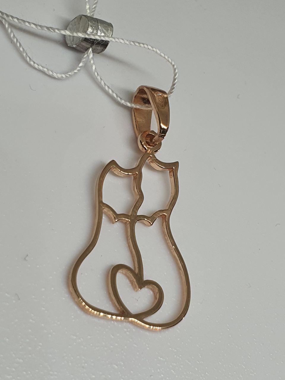 Срібний кулон підвіска Пара закоханих котиків позолота (2413812726)