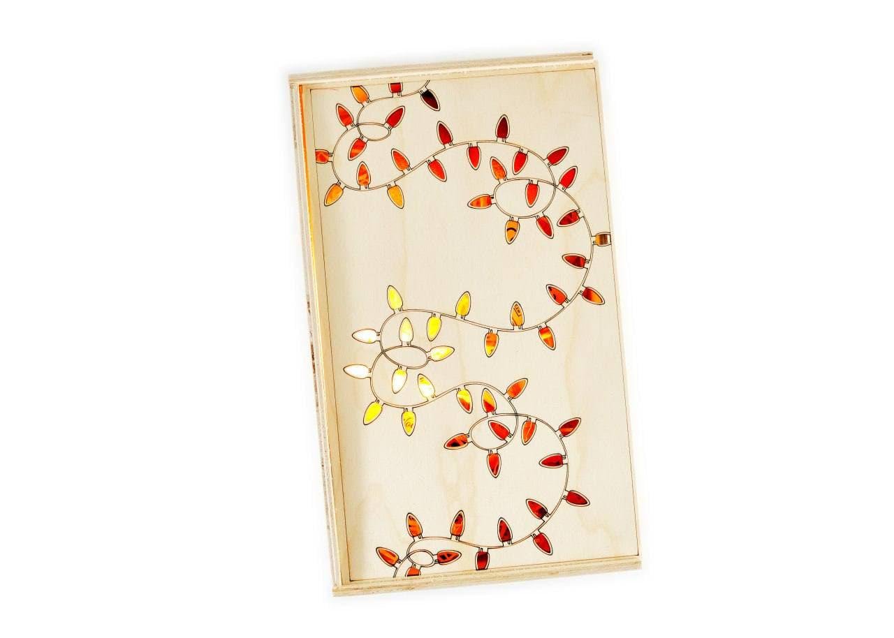 Подарункова коробка Зробив Тато Святкові вогники нефарбована (BOX2004)