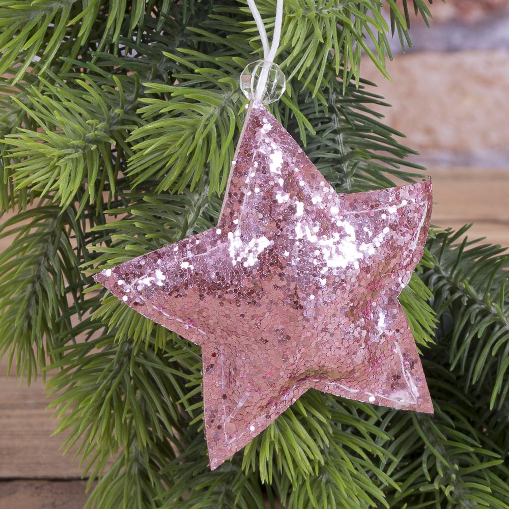Подвеска Звезда с блестками Розовый (3814-3)