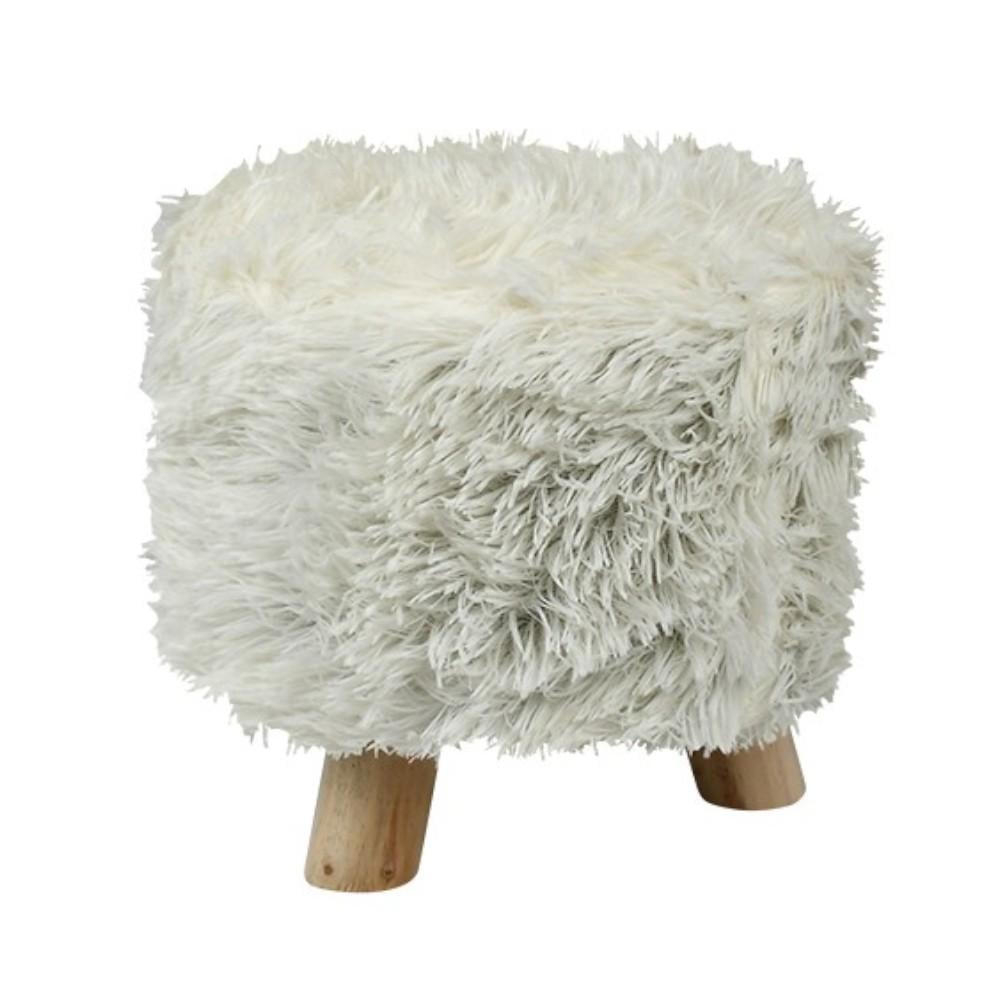 Пуф м'який Fluffy зі штучним хутром 28х30 см Білий (R33440-1) - фото 1