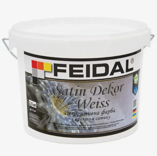 Краска декоративная с эффектом сатина Feidal Satin Dekor 2,5 кг Белый (1886455501)