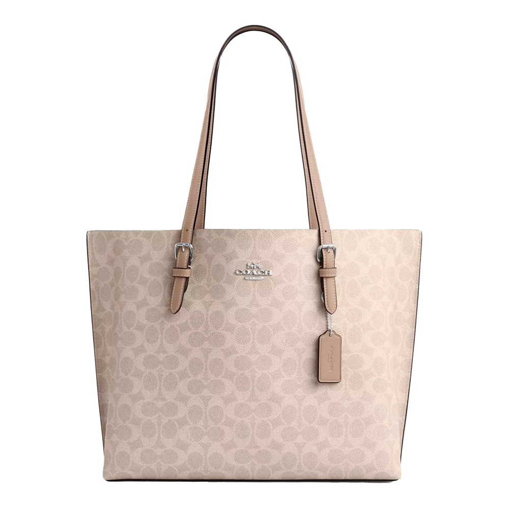 Сумка женская Coach Mollie Tote Bag In Signature Canvas Silver/Sand/Taupe (CH12)