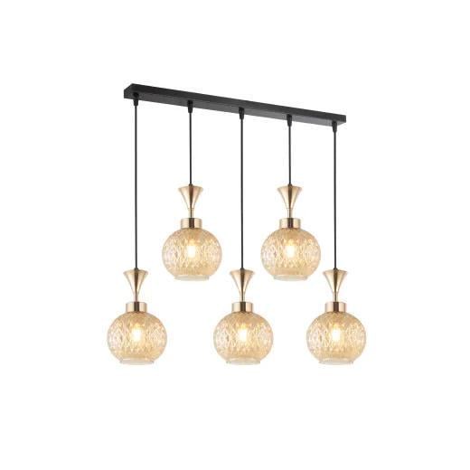 Люстра подвесная Valeso Interees на пять плафонов Е27 IP20 60W Золотой/Черный (V-W8001-5 Amber)