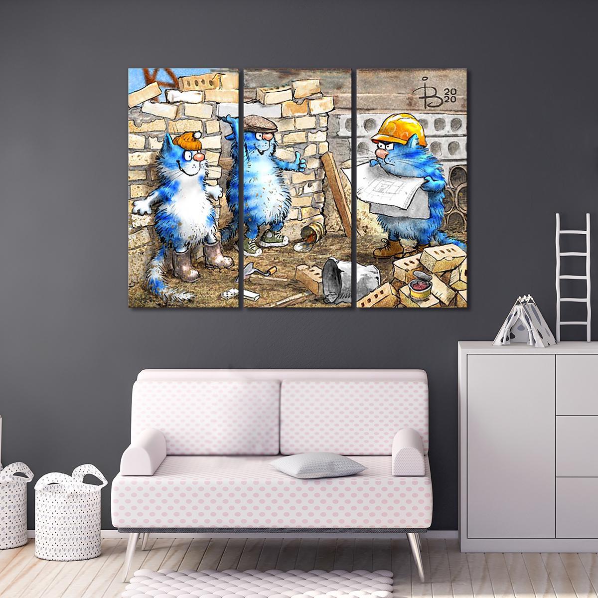 Модульная картина Прораб 3 модуля 120x180 см