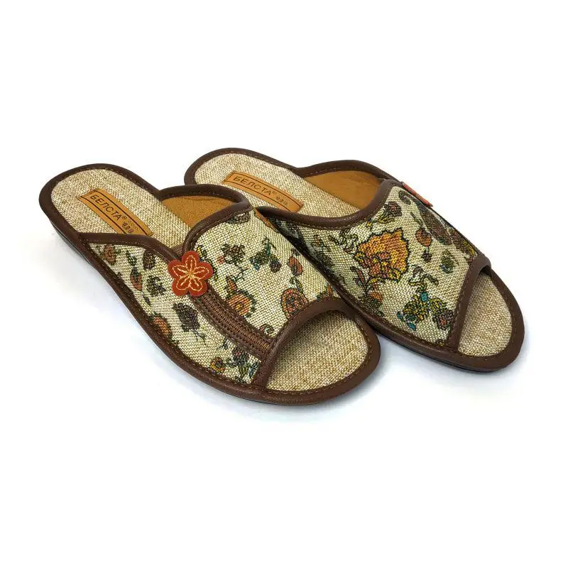 Тапочки домашние БЕЛСТА женские цветы 25,5-26 см р. 40 Коричневый (166-40)