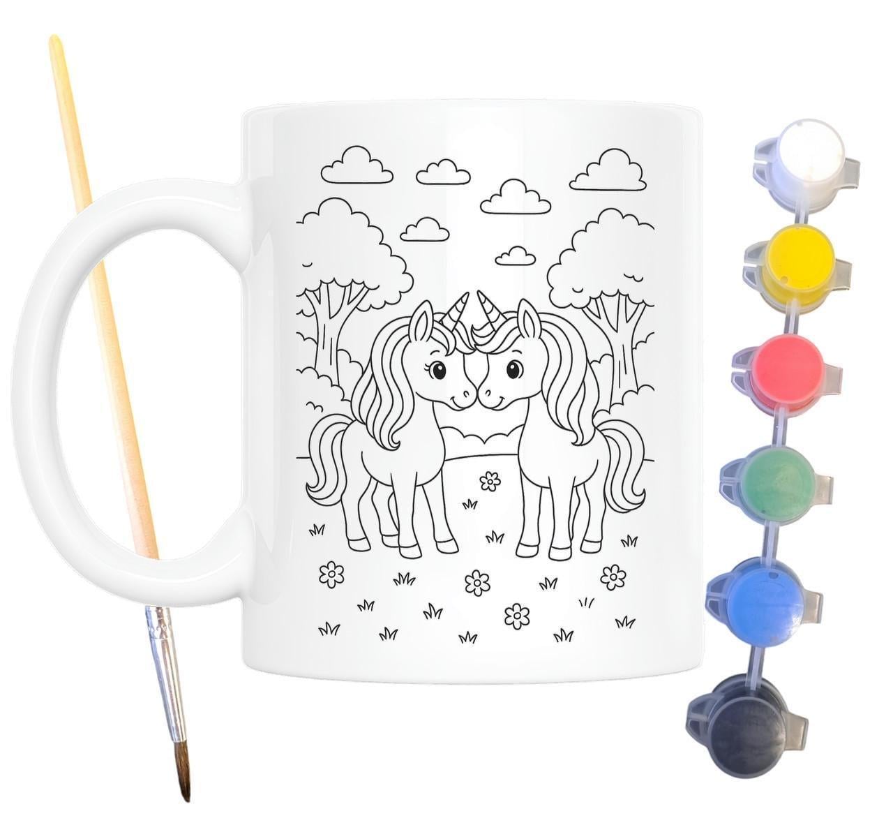 Набор для творчества кружка раскраска Единороги в лесу 330 мл Белый (КР0136)