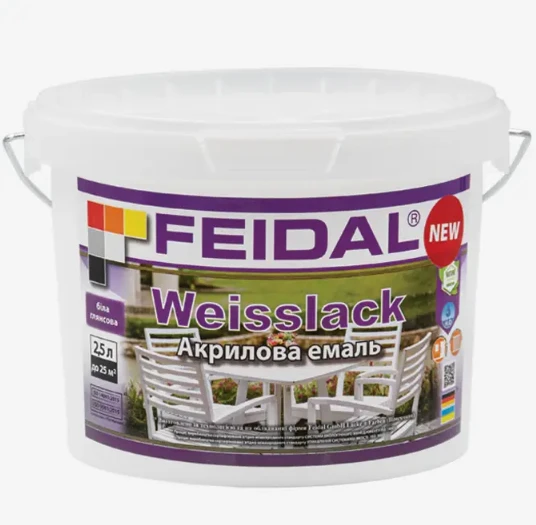 Эмаль акриловая для дерева Feidal Weisslack глянцевая 2,5 л (1886455380) Эмаль акриловая для дерева Feidal Weisslack глянцевая 2,5 л (1886455380)