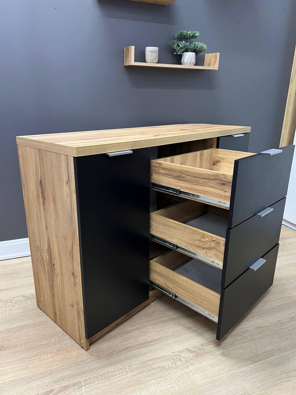 Комод Комфорт 3+2 1300х850х450 мм Дуб Аппалачі/Чорний - фото 3 Комод Комфорт 3+2 1300х850х450 мм Дуб Аппалачі/Чорний - фото 3