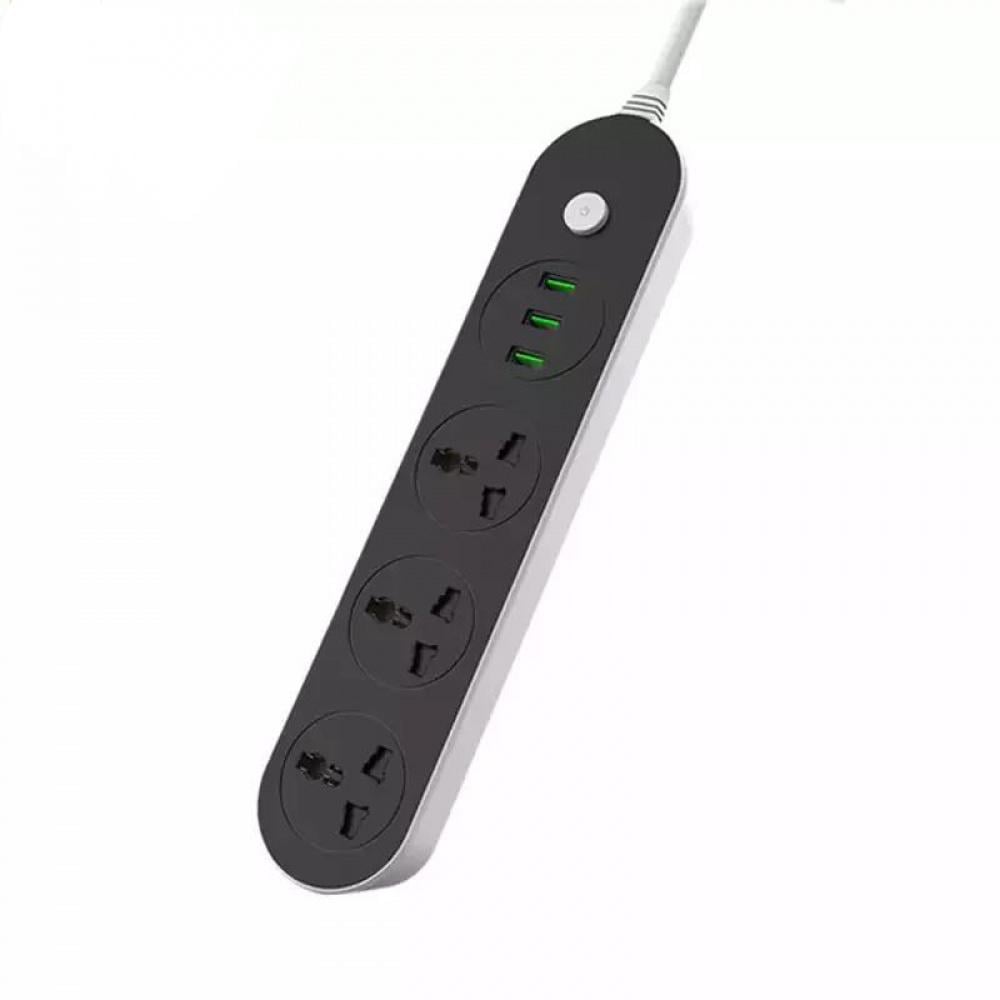 Сетевой фильтр T56 3 розетки/3 USB 2 м Black (36878)