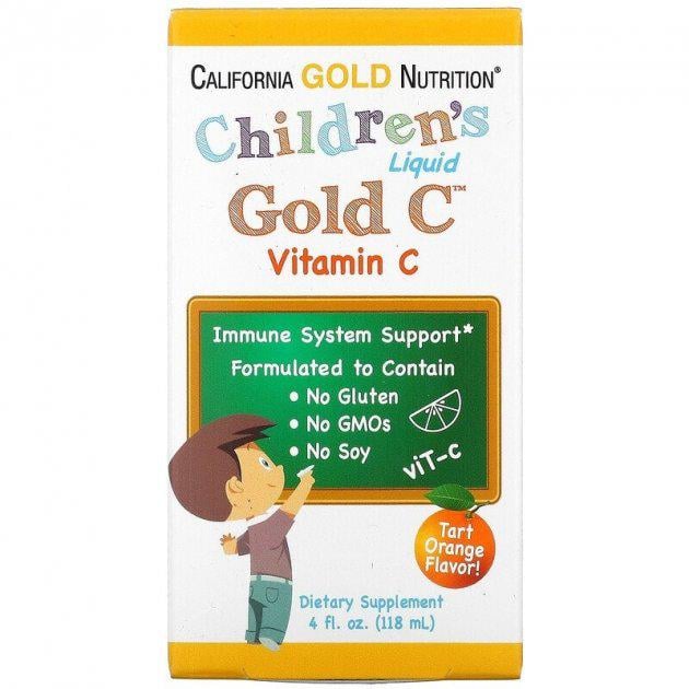 Витамин C California Gold Nutrition Liquid Gold Апельсин в жидкой форме для детей 118 мл (CGN-01099)