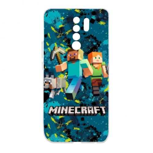 Чехол для Xiaomi Redmi 9 Minecraft Steve Alex And Dog - фото 1