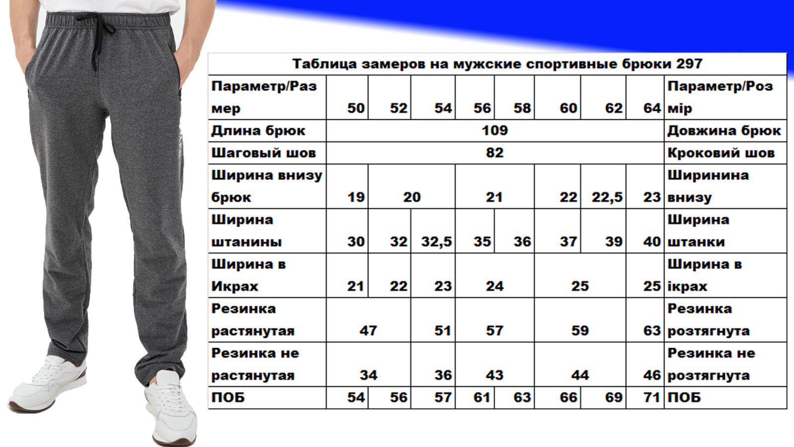 Спортивные штаны прямые трикотажные р. 62 Черный (297-ch -62) - фото 3