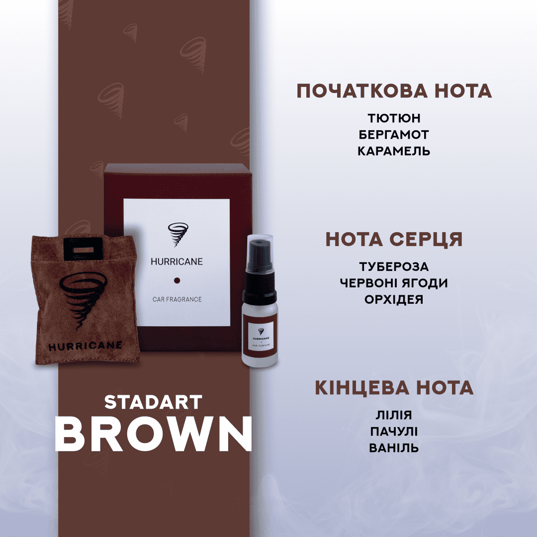 Ароматизатор автомобільний Hurricane Standart Brown - фото 2 Ароматизатор автомобільний Hurricane Standart Brown - фото 2