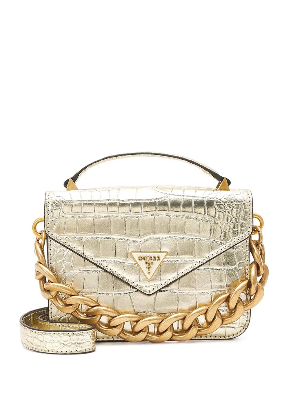 Сумка кросс боди женская из эко кожи Guess RETOUR MINI TOP HANDLE FLAP HWCM8664780-GOL Золотой