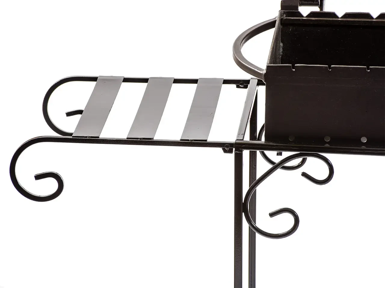 Бічна полиця Metalzavod для мангалу Гефест на 15-20 шампурів 42,5х36х14,5 см (PLK-MD15) - фото 2 Бічна полиця Metalzavod для мангалу Гефест на 15-20 шампурів 42,5х36х14,5 см (PLK-MD15) - фото 2