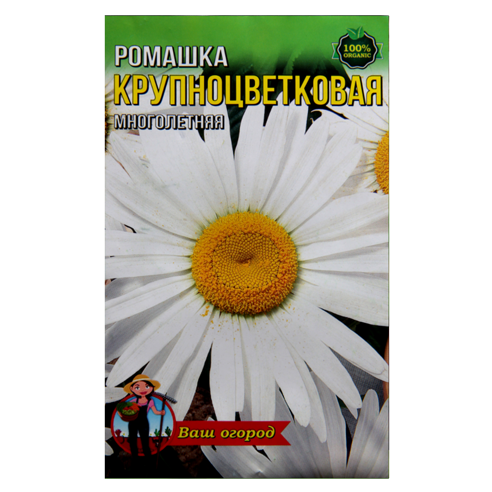 Семена Ромашка Великоцветковая бело-желтый многолетник среднерослый 2 г (23088)