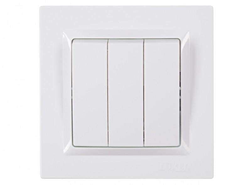 Выключатель трехклавишный Luxel JAZZ 9013 Белый (27550931)