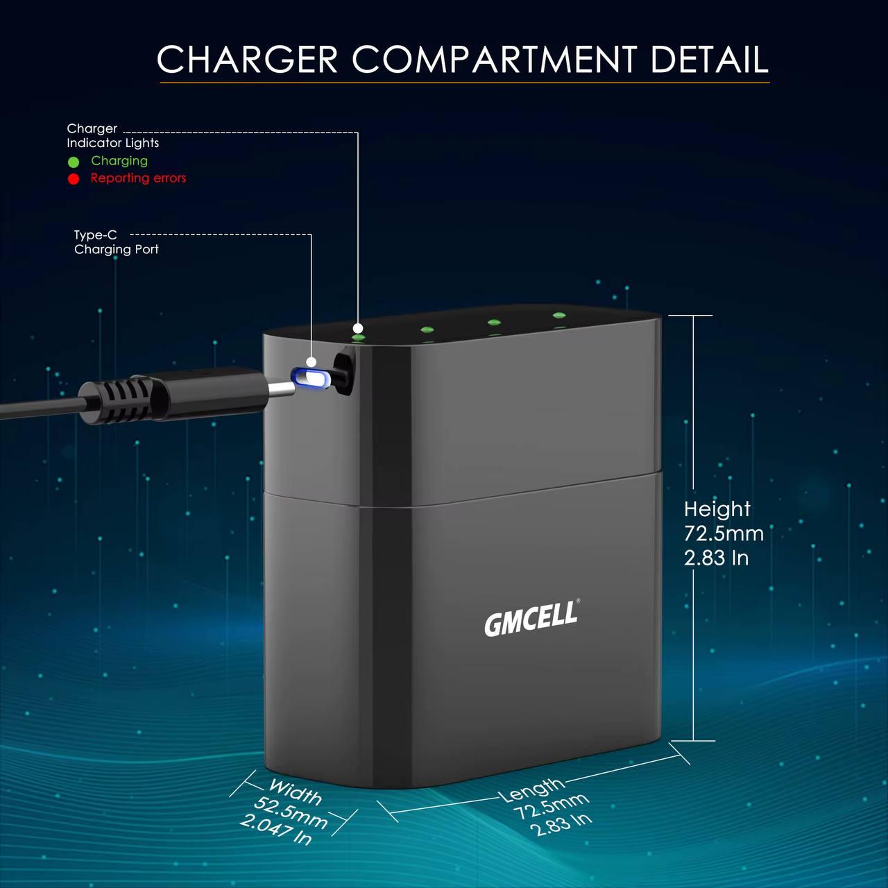 Зарядний пристрій для акумуляторних батарейок GMCELL Li-Ion USB комплект 4 АА 3600 mWh 1,5V 2400 mAh (BT01) - фото 2