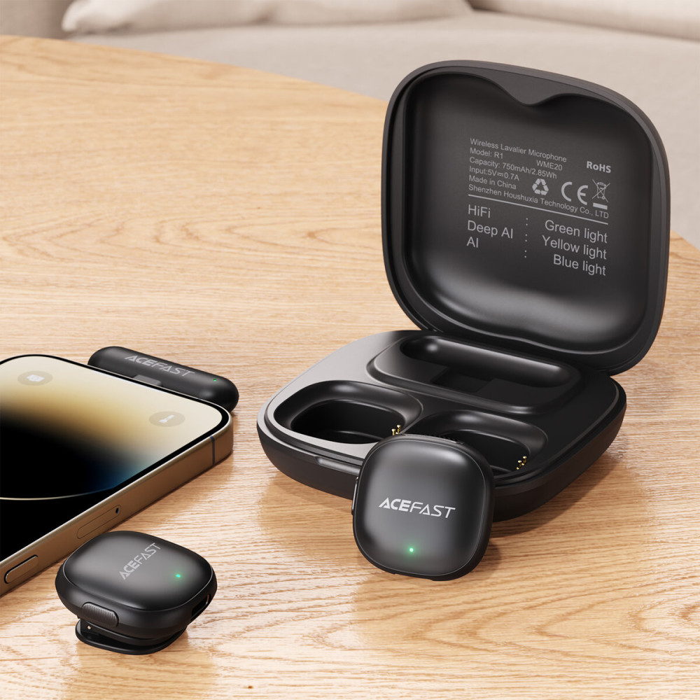 Мікрофон петличний бездротовий Acefast Type-C подвійний з шумопоглинанням (R1) - фото 16