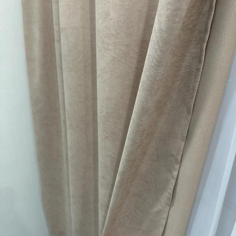 Комплект штор микровелюр 2 шт. 1,5х2,7 м готовые на шторной тесьме 6 см Бежевый (petek-V154) - фото 5