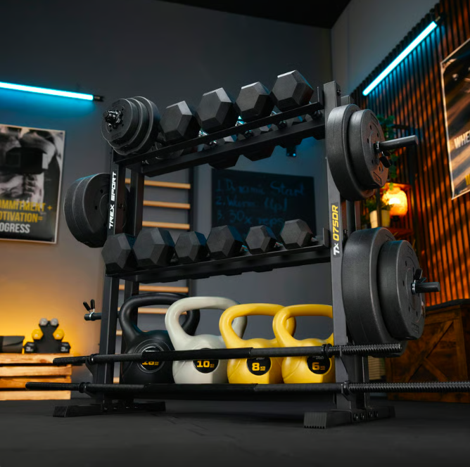 Стійка 3-рівнева TREX Sport TX-075DR для гантелей/грифів/гирь (5093) - фото 7