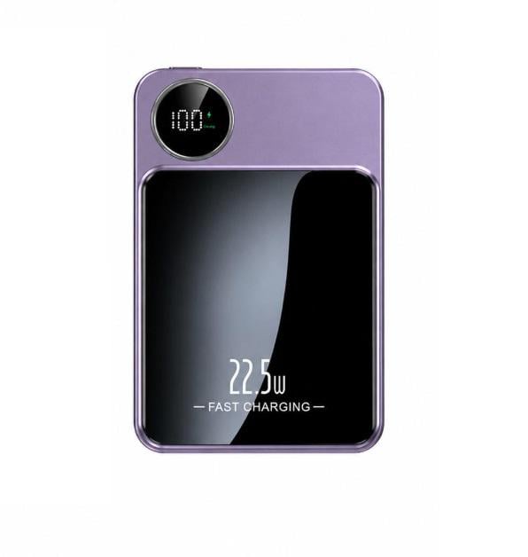 Повербанк 10000 mAh с быстрой зарядкой 22,5W и магнитной беспроводной зарядкой MagSafe 15W Purple