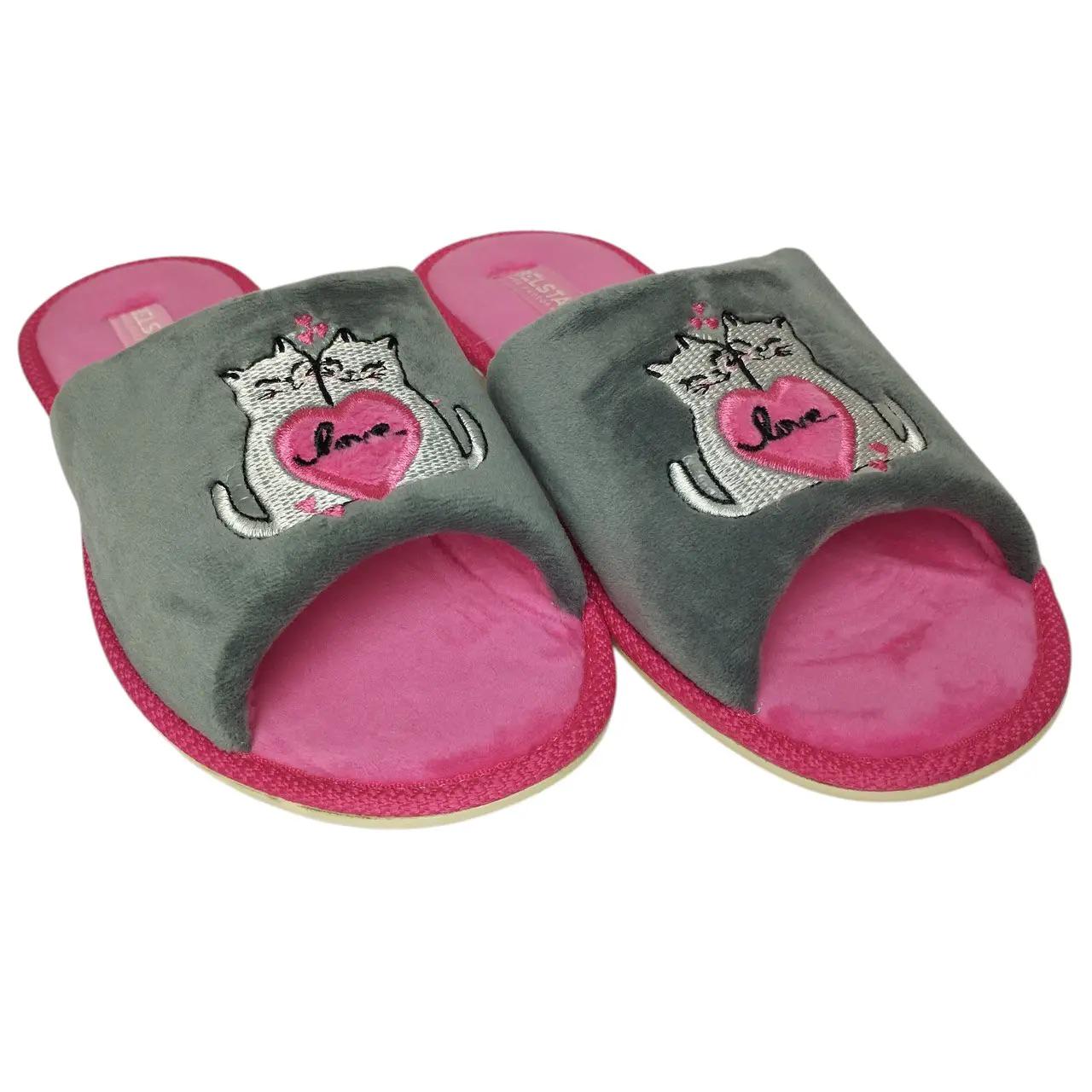 Домашние тапочки женские Белста велюр открытые р. 38 24,5 см Серый (33252776)