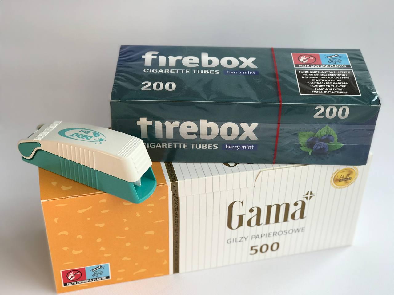 Набор машинка для набивки сигарет DEDO Star с ароматизированными гильзами Firebox BerryMint 200 шт./Gama 500 шт. (10012) - фото 1