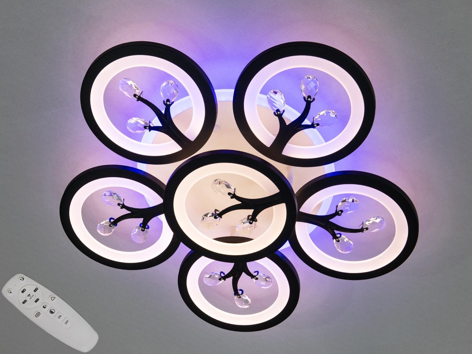 Люстра потолочная LED 90 W Черный (8135/5+1BK LED 3color)