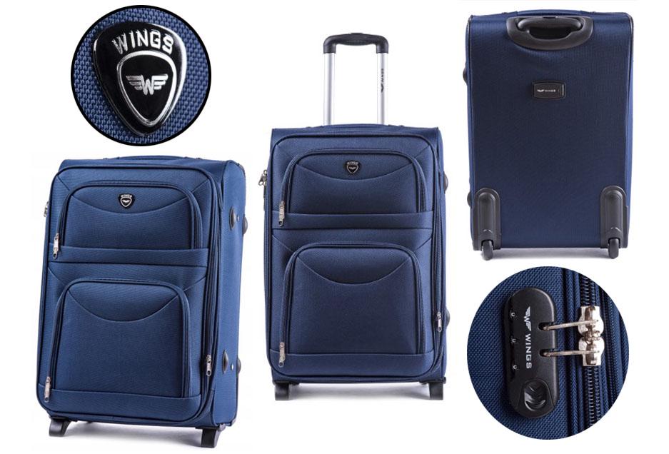 Валіза текстильна Wings 6802 M на 2 колесах Блакитний (CETKNWI6802MS2GOL) - фото 4