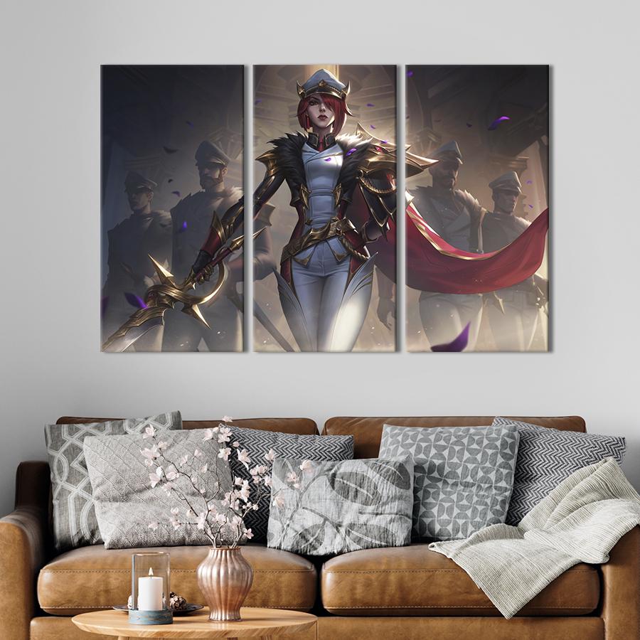 Картина на холсте триптих Фиора, League of Legends 78x48 см (1476-31)