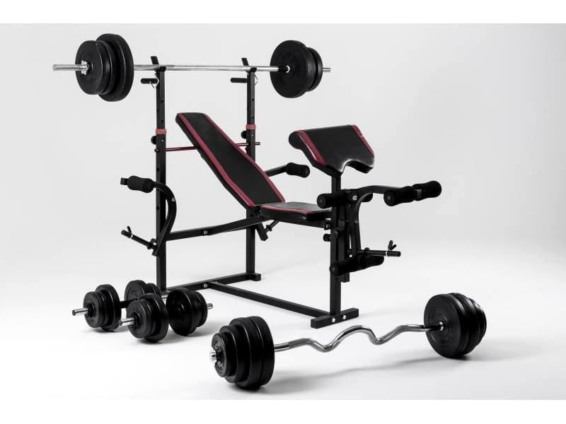 Спортивна лава ABS-покриття з верхньою тягою та 4 грифи/дисків 75 кг (25551848) - фото 1 Спортивна лава ABS-покриття з верхньою тягою та 4 грифи/дисків 75 кг (25551848) - фото 1