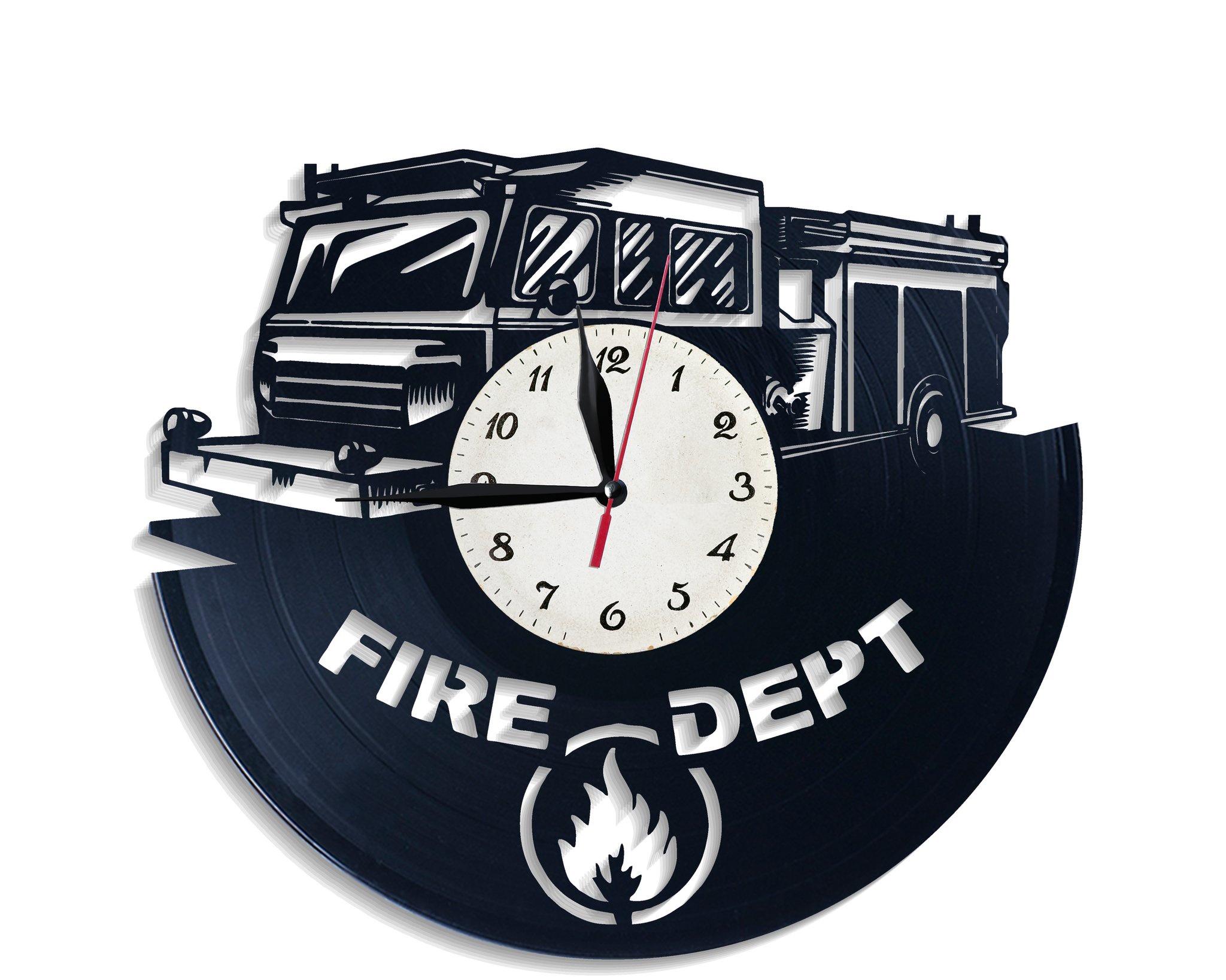 Часы настенные Пожарный автомобиль 2623 из виниловой пластинки