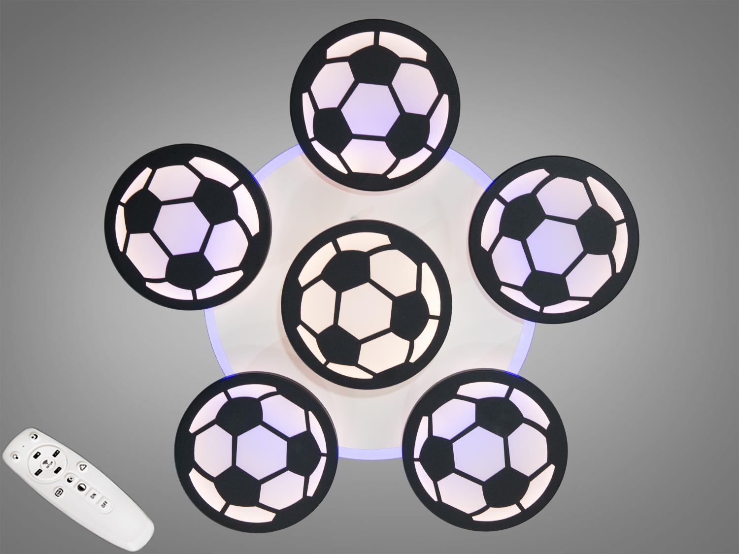 Люстра-футбольний м`яч для хлопчика Diasha 105W Чорний (8065/5+1BK LED 3color dimmer)